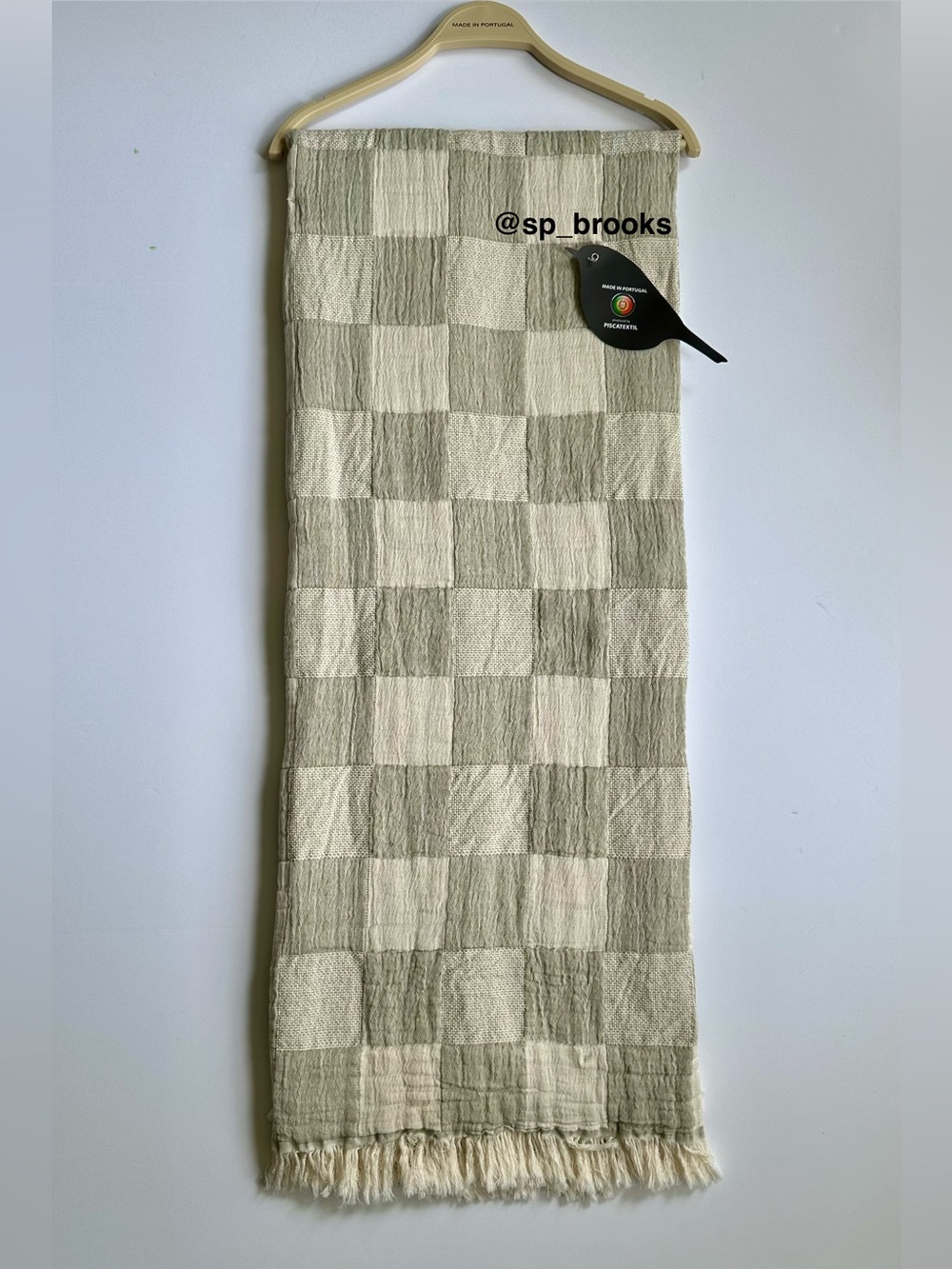 🎁Piscatextil Throw Blanket - 100% Cotton - Green Check